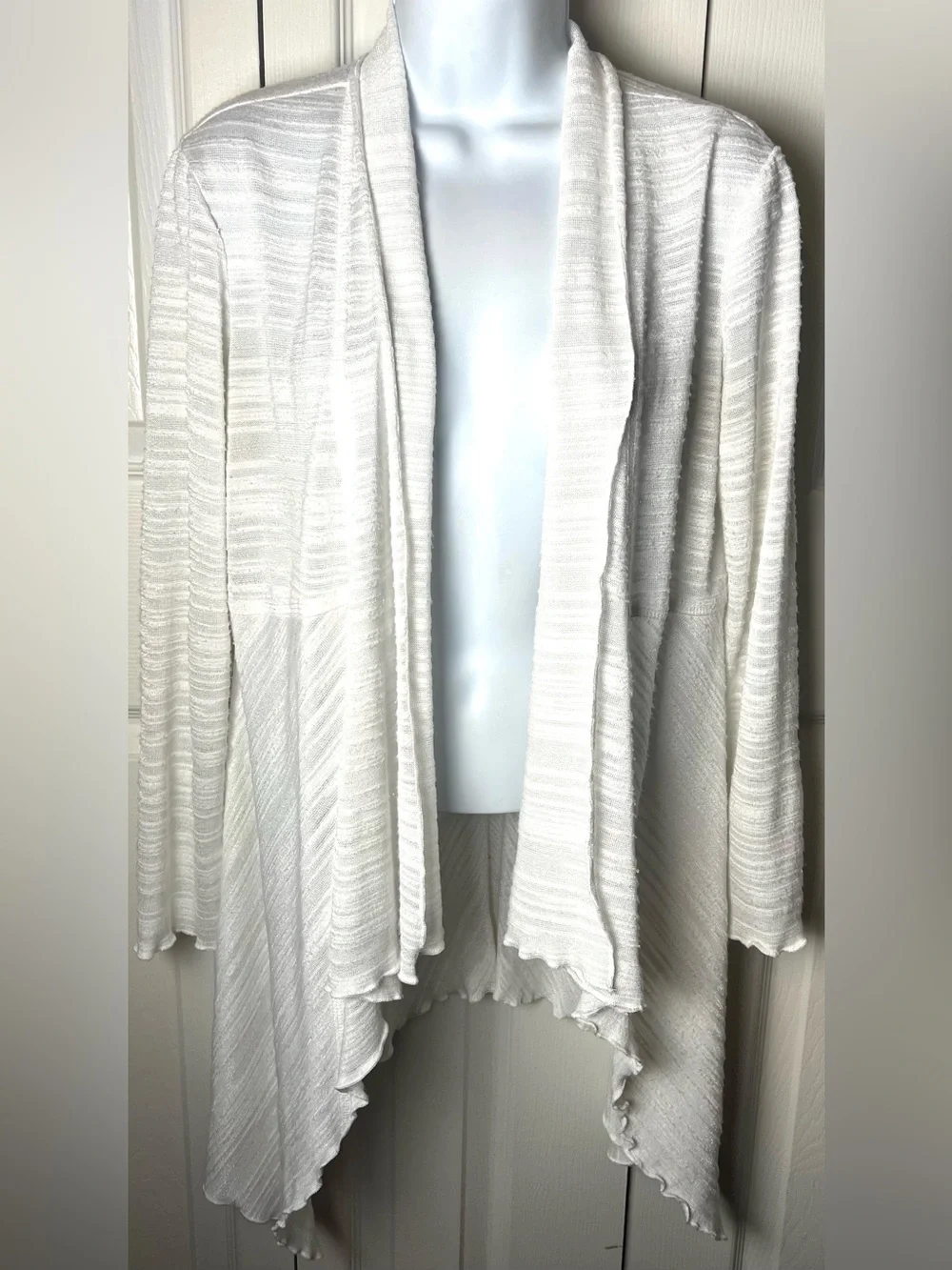 JOSEPH RIBKOFF Sweater Cardigan Lightweight Drape Waterfall White Textured 12